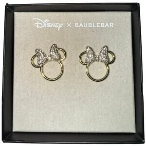 NEW IN BOX Disney x Baublebar Minnie Mouse gold studded bow aesthetic earrings